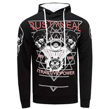 Rockiger Kapuzensweatshirt Pullover für Herren Rusty Neal in Schwarz, Größe M