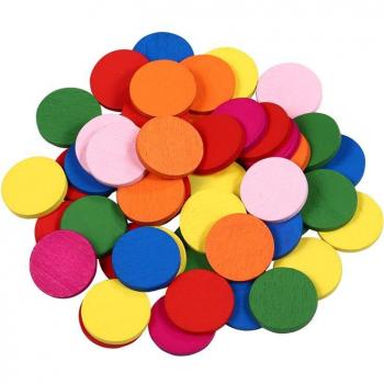 50-Piece Math Learning Wood Discs