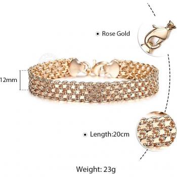 Big 10mm 12mm Rolo Cable Curb Bracelet in 585 Rose Gold