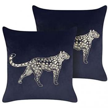Set of 2 Black Animal Pattern Cushions 45 x 45 cm