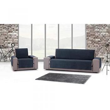 Tissu doux housse canapé Donatella bleu, 3 places, fixe