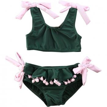 Bikini Verde con Borlas para Niña