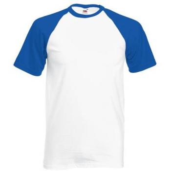 Fruit of the Loom Mens Short Sleeve Baseball T-Shirt (White/Royal Blue) Cotton