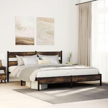 Base de cama Maison Exclusive, metal con acabado roble ahumado 183x213 cm