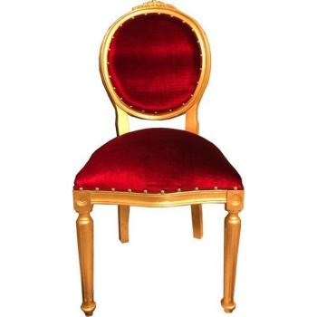 Casa Padrino Barock Medaillon Stuhl Bordeaux / Gold