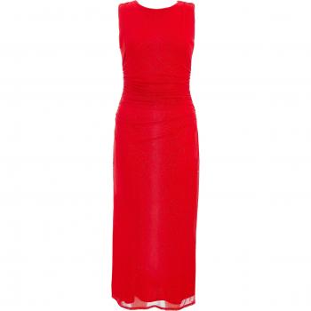 Gilded Red Mini Mesh Midi Dress