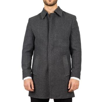 Men’s Grey Classic Collar Overcoat (Wool Blend)