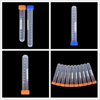 Kunststoff‑Zentrifuge-Flaschen-Set – 10×10 ml – Rundkappe – Transparent – 2 ml Rohr