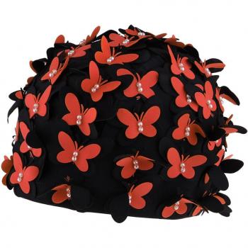 Ladies Retro Swim Cap with Pearl Accents for Long Hair