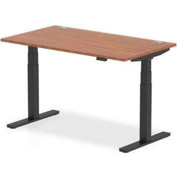 Air Slimline Height Adjustable Desk with Walnut Top and Black Legs