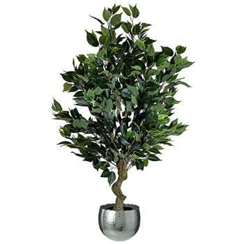 Urban Ficus 100cm Realistic Bush in Silver Planter