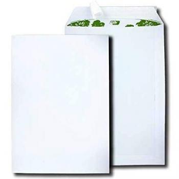 Boîte de 250 pochettes extra blanches 100% recyclées C4 229x324 100 g/m² bande de protection