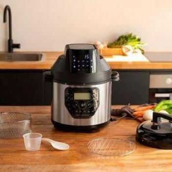 Cecotec GM H Deluxe Fry Olla Programable con Cabezal de Aire y Báscula 6L Acero Inoxidable
