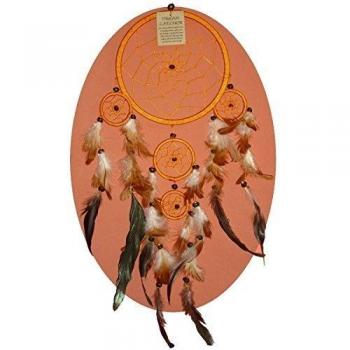 Handgefertigter Dreamcatcher – Simandra Traumfänger mit Federn, ca. 50 cm lang, Ringdurchmesser 16 cm