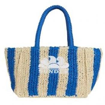 Borsa Shopping Sundek Vita Paper Straw Donna Blu Avorio