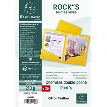 Paq/25 subcarpetas doble bolsillo a4 210g color amarillo