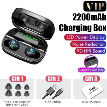Auriculares Bluetooth Inalámbricos con Caja de Carga de 2200mAh y Control Táctil