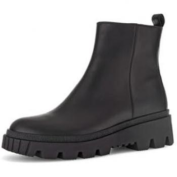GABOR Elegante Plateau-Stiefelette F-weite aus Glattleder Schwarz für Damen