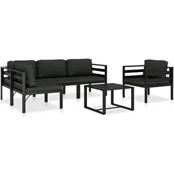 Set di Divani da Giardino 6 pz con Cuscini in Alluminio Antracite