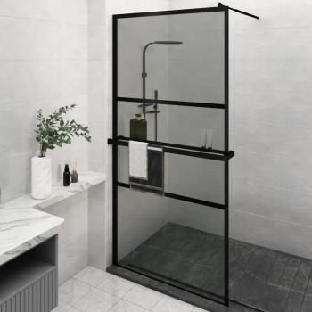 Paroi de baignoire élégante avec étagère Noir 115x195cm