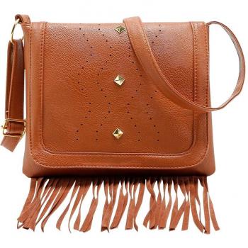 Retro PU Crossbody Bag with Tassels and Rivets