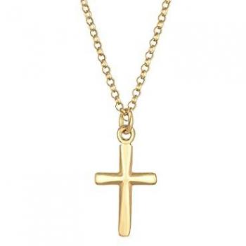 ELLI Halskette Kreuz Anhänger Filigran Trend Aus 925 Sterling Silber Vergoldet für Damen