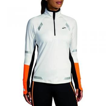 Blusa Brooks Running Run Visible 1/2 Zip 2.0 Feminina Branca