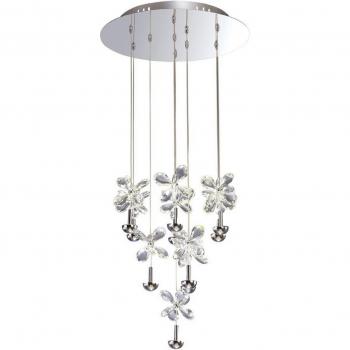 Soffitto Pendente Aviva 10 luci LED 4000K cromo lucido e cristallo