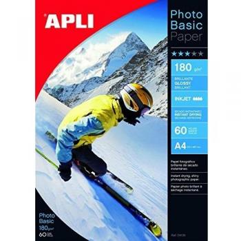 APLI Fotopapier A4, 180g, 60 Blätter, hochglänzend