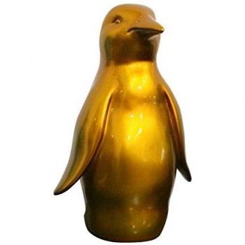 Pingouin en Résine Haute Définition – Couleur Or, 30 cm (ROOKIE 01)
