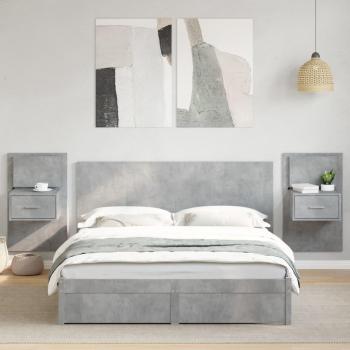 Concrete Grey Bed Headboard with Cabinets 160 cm Engineered Wood vidaXL