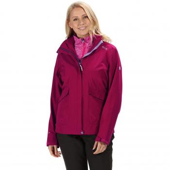 Regatta Damen Calyn III 3-in-1-Jacke mit Kapuze, wasserdicht und atmungsaktiv, Fleece-Innenfutter L Beetroot