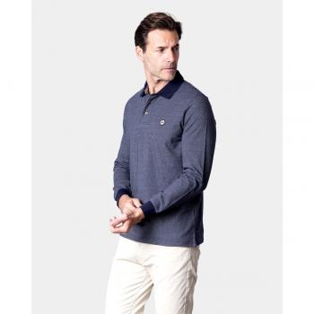 Polo Jacquard Azul Spagnolo con Detalle Bordado