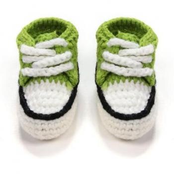 Newborn Shoes: Multicolor Crochet and Knitted Baby Crib Booties with Lace-up Closure, 10cm