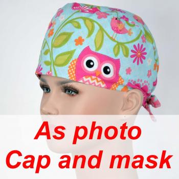 Hennar Women's 100% Cotton Scrub Caps with Floral Design