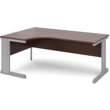 Vivo 1800mm Long Walnut Left-Handed Desk with Silver Frame