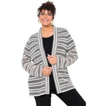 Ulla Popken Offene Strickjacke mit Streifen