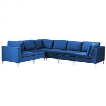 Canapé d'angle modulaire 6 places bleu marine droit