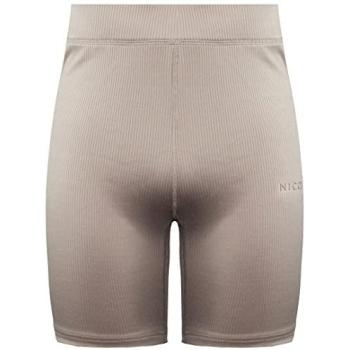Nicce Women's Stretch Waist Graphic Light Brown Cycling Shorts – L