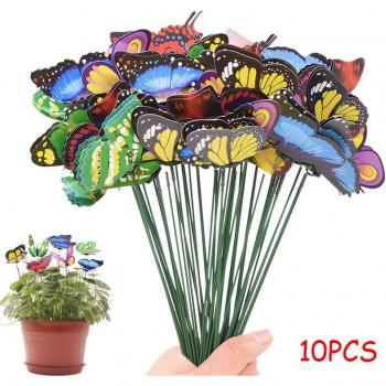 Pots de fleurs avec piquets de papillon, 10/20 pièces, décoration extérieure