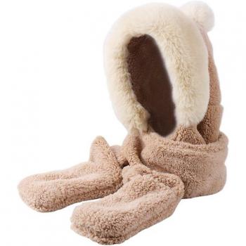 Cute Thick Earflap Hat with Matching Scarf and Gloves