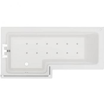 1700mm Left Hand L Shaped Spa Bath with 12 Jets and Screen