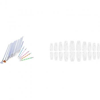 Pack de manicura total: pinceles y 10 puntas acrílicas para uñas postizas