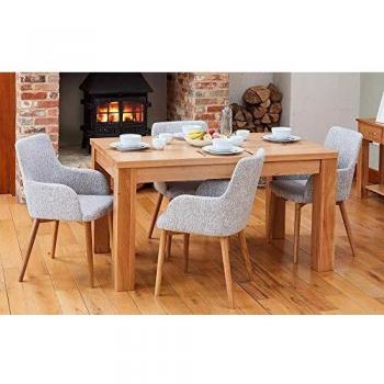 Forest Oak Dining Table with Four Light Grey Chairs