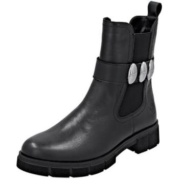 Schwarze Remonte Chelseastiefel Damen 40 Leder mit elastischem Einsatz und Profilsohle