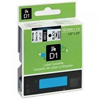 Ruban d’étiquettes PrintAbout pour Dymo 45013 – 12 mm, finition noire blanche