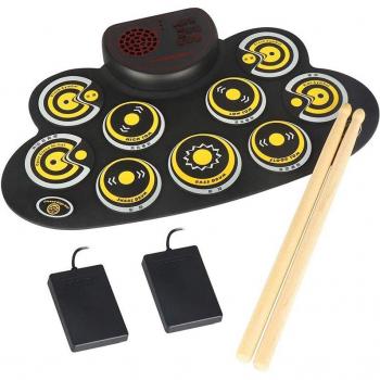 Kit de práctica de tambores electrónicos con altavoces y baquetas