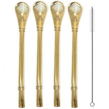 UPORS 4pcs Stainless Steel Tea Bombilla Straws