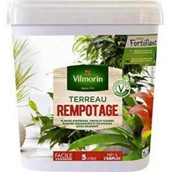 Terreau de Rempotage Vilmorin en Seau de 5 Litres pour Plantes d'Intérieur Prêt à l'Emploi