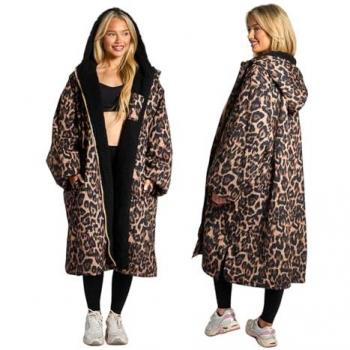 Waterproof Leopard Sherpa Lined Oversize Hoodie – Large/XL